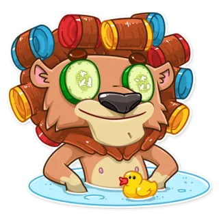 🛀 Löwe, Schönheit, Gurke, Spa, Entspannung, Tier telegram sticker
