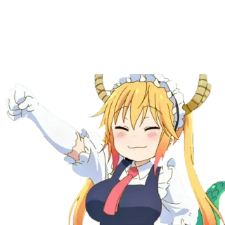 🤜 Tohru Miss Kobayashi's Dragon Maid Anime, Naga, Pembantu, Lucu, Tersenyum telegram sticker