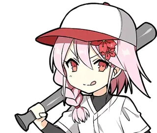 😋 beisebol, anime, garota, fofa, esporte, taco, desenho animado whatsapp sticker