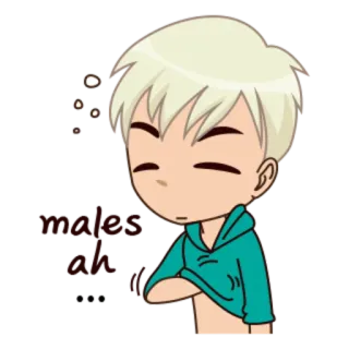 😐 maybe later Cartoon, Jongen, Chibi, Misschien later, Blond haar whatsapp sticker