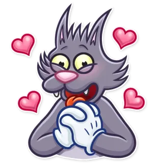 😍 desenho animado, lobo, amor, corações, fofo, adesivo, engraçado telegram sticker