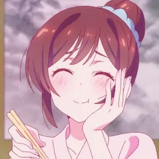 🌸 Anime, Gadis, Sumpit, Makan, Lucu, Manga whatsapp sticker