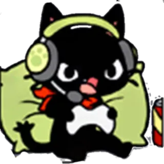 🎶 gato, gaming, adesivo, fofo, gamer, fone de ouvido, controle telegram sticker