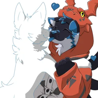 💙 Furry, Wolf, Kuss, Liebe, Herz, Anthro, Süß telegram sticker