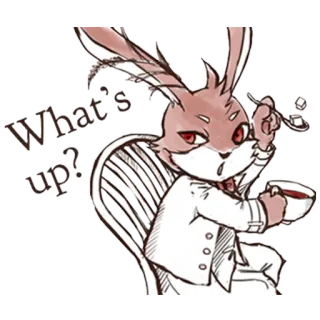 😗 What's up? rabbit, anthropomorphic, tea, cute, illustration telegram sticker