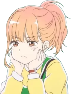 😒 Аниме девушка, Мультфильм, Иллюстрация, Милый, Персонаж, Грустный telegram sticker