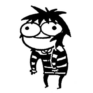 🙃 desenho animado, personagem, ilustração, olhos, listras, preto e branco, quadrinho whatsapp sticker