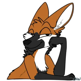 😏 volpe, antropomorfo, animale, cartone animato, altezzoso, bugiardo, rilassato telegram sticker