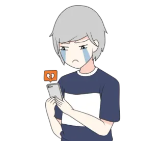 😭 грустный, плачущий, разбитое сердце, расстроенный, мультик, эмодзи, отношения, одинокий whatsapp sticker