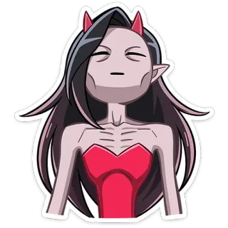 😈 悪魔, デーモン, アニメ, 漫画, ステッカー, 女性, 赤いドレス, 角 telegram sticker
