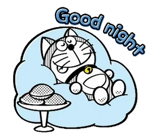 ◼️ Doraemon Good night doraemon, goedenacht, slapen, cartoon, anime, kat telegram sticker