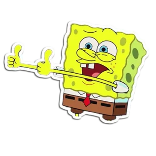 🧽 Spongebob Spongebob Squarepants Спанч Боб, палец вверх, мультяшный персонаж, Nickelodeon, улыбающийся telegram sticker