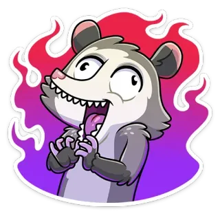 🔥 Zarigüeya, Dibujos animados, Animal, Divertido, Loco, Pegatina telegram sticker