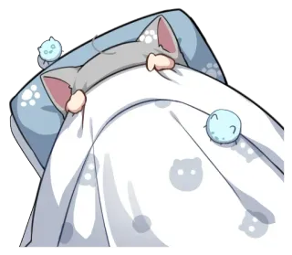 😴 cat, bed, sleeping, cute, animal, cartoon telegram sticker