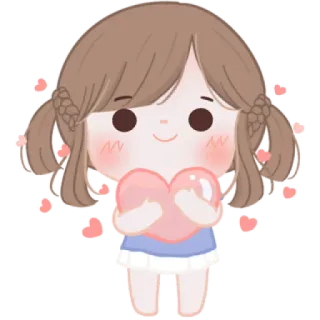 🧸 cartoon, cute, heart, love, girl whatsapp sticker