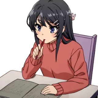 🤔 动漫, 女孩, 学习, 可爱, 学生, 学校 telegram sticker