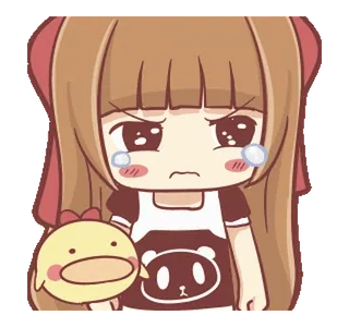 🍞 аниме, милый, девочка, плачет, грустный, каваий, мультфильм, чиби telegram sticker