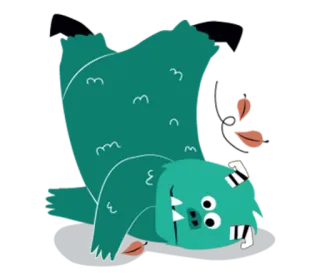 🙃 mostro, carino, cartone animato, divertente, verde, adesivo, bizzarro telegram sticker