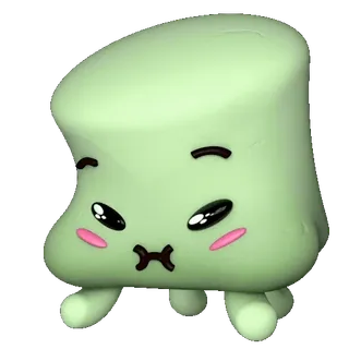 🤢 Marshmallow, Kawaii, Fofo, Desenho animado, Adesivo, Verde whatsapp sticker