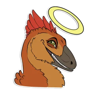 😇 dinossauro, raptor, halo, anjo, pássaro, animal telegram sticker