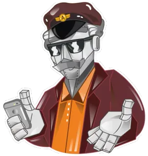 👾 robot, pilot, aviator, character, android, phone, cartoon, sticker telegram sticker