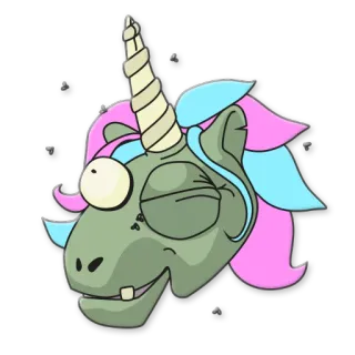 😉 unicorn, zombie, monster, fantasy, creature, cartoon, cute, illustration whatsapp sticker