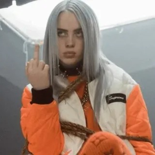 🌊 Billie Eilish Billie Eilish, środkowy palec, piosenkarka, gwiazda pop, postawa telegram sticker