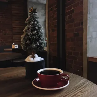 🤩 café, bebida, árvore de natal, feriado, café, inverno whatsapp sticker