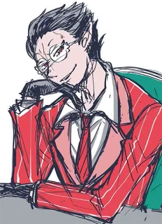 😏 anime, demon, suit, glasses telegram sticker