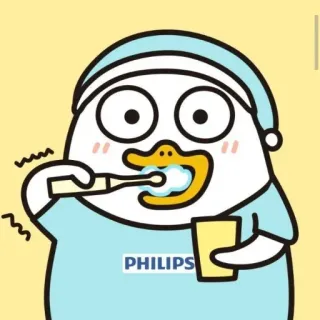 💨 PHILIPS Cartone animato, Anatra, Spazzolino da denti, Lavarsi i denti, Igiene, Cura orale whatsapp sticker