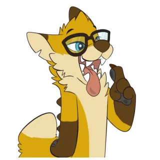 😋 furry, anthropomorphic, cartoon, glasses, tongue, expression telegram sticker