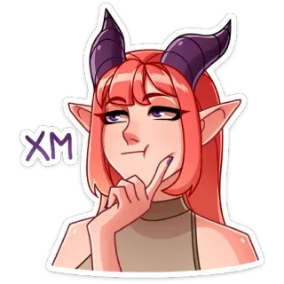 🤔 XM demon, fantasy, horns, elf, anime, girl, sticker telegram sticker