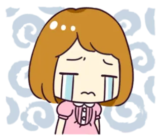 😭 crying, sad, cartoon, emotional, girl whatsapp sticker