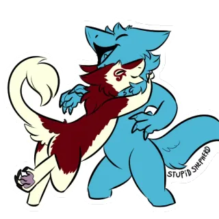 💜 STUPID SHEPHERD фурри, животные, объятия, милый, мультик, дружба telegram sticker