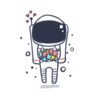 💐 astronauta, espaço, flores, fofo, kawaii telegram sticker