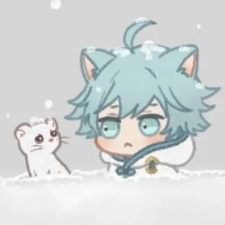 😼 anime, cute, cat, snow, winter, chibi telegram sticker