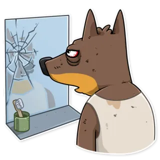 😓 dog, cartoon, animal, tired, sad, broken mirror telegram sticker