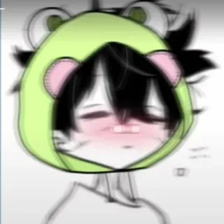 🌟 Anime, Lindo, Dibujos animados, Rana, Sudadera con capucha telegram sticker