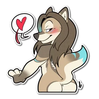 😘 Furry, Anthro, Lobo, Coração, Desenho animado, Animal, Amor telegram sticker