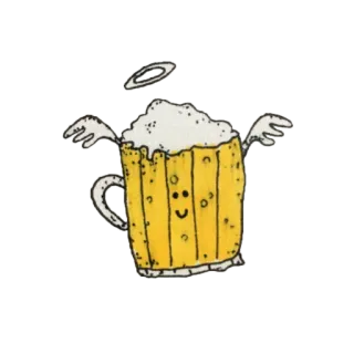 🍺 пиво, ангел, крылья, нимб, напиток, алкоголь, мультик, милый telegram sticker