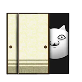 🤔 gato, puerta corredera, dibujos animados, gracioso, humor whatsapp sticker