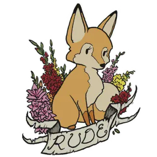 🙄 RUDE lis, kwiaty, chamski, zwierzę, baner telegram sticker