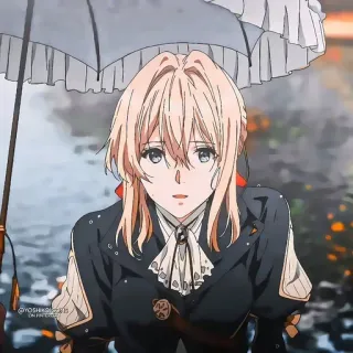 ❤️ Violet Evergarden anime, personagem, mulher, triste, Violet Evergarden, animado, arte, desenho whatsapp sticker