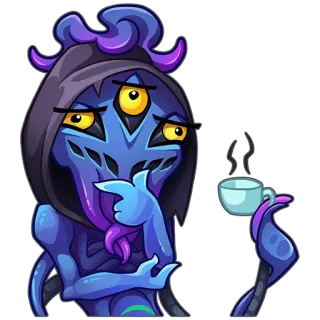 🧐 Monster, Alien, Kaffee, Kapuze, Fantasy, Cartoon, Kreatur telegram sticker