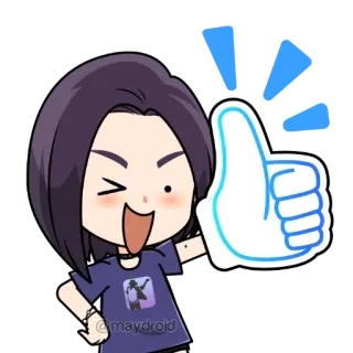👍 @maydroid thumbs up, cartoon, winking, happy, friendly telegram sticker