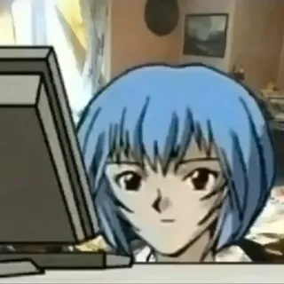 😐 Rei Ayanami Neon Genesis Evangelion Anime, Rei Ayanami, Evangelion, Máy tính, Cô gái telegram sticker