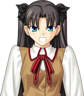 🤬 Rin Tohsaka Fate/stay night Anime, Manga, Dibujos animados, Personaje, Chica, Retrato whatsapp sticker