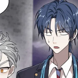 🌑 anime, manga, cartoon, character, blue hair, man telegram sticker