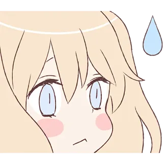 😐 animé, fille, mignon, inquiet, nerveux, dessin animé telegram sticker