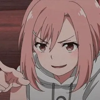 😏 Anime, Mädchen, pinke Haare, Charakter telegram sticker